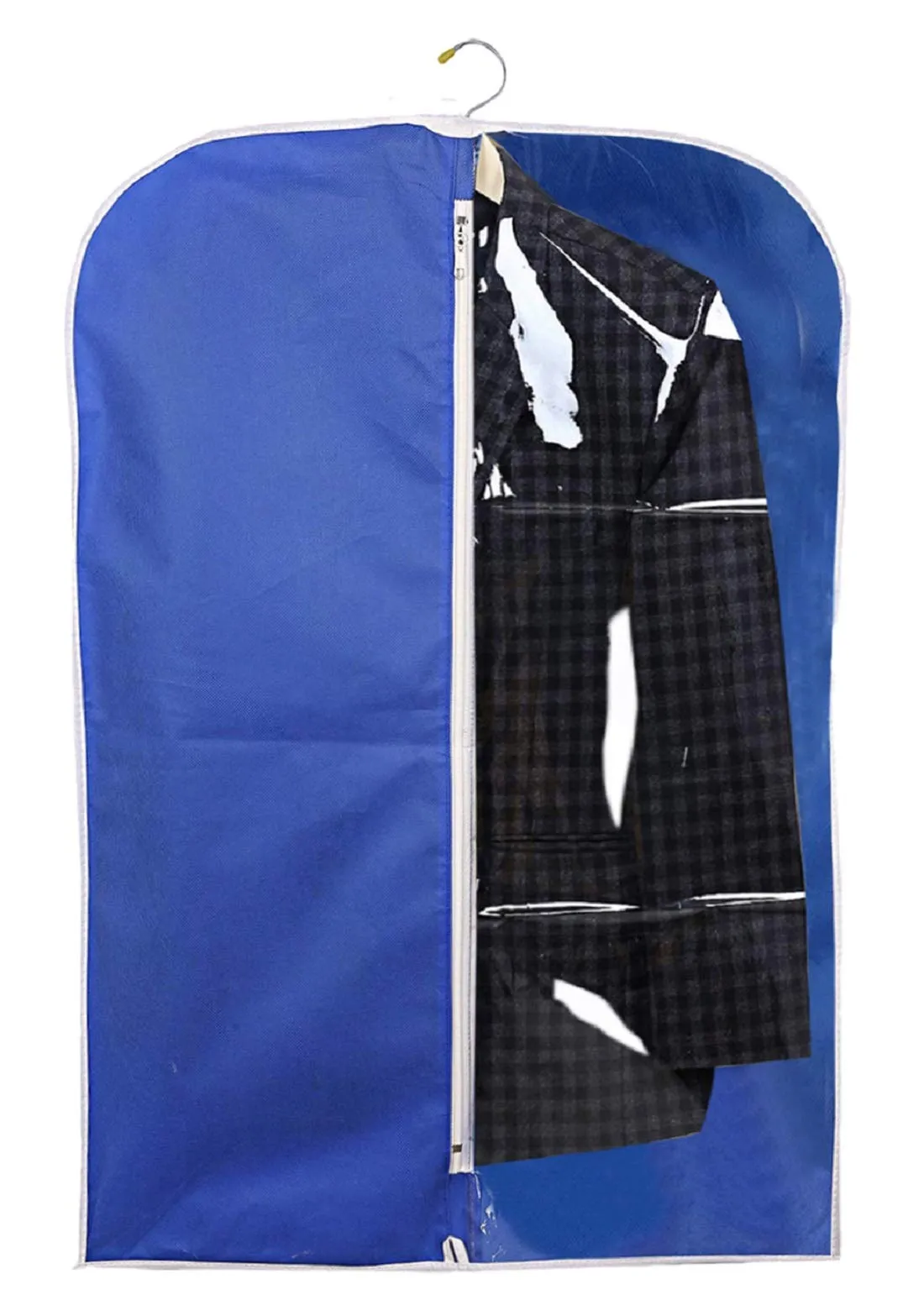 Kuber Industries 9 Pieces Half Transparent Non Woven Men's Coat Blazer Suit Cover (Grey & Black & Royal Blue) -CTKTC041604