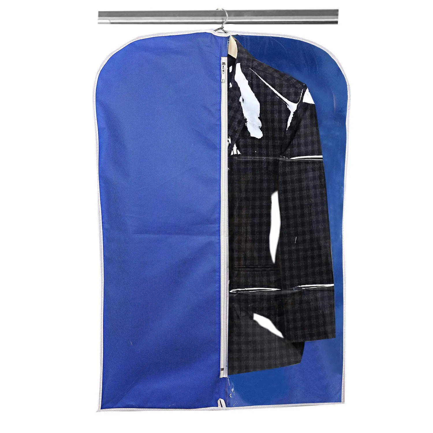 Kuber Industries 9 Pieces Half Transparent Non Woven Men's Coat Blazer Suit Cover (Grey & Black & Royal Blue) -CTKTC041604