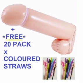 Large Blow Up Inflatable Penis Dick Willy Hens Night Games Fun Party & Straws