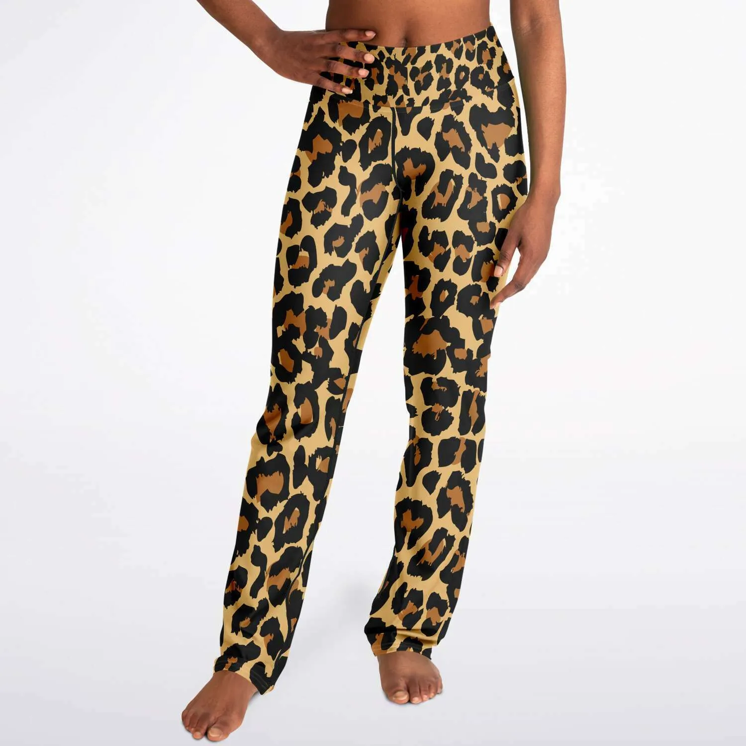 Leopard Flared Leggings, Animal Cheetah Print High Waisted Yoga Designer with Pockets Stretch Workout Sexy Flare Pants