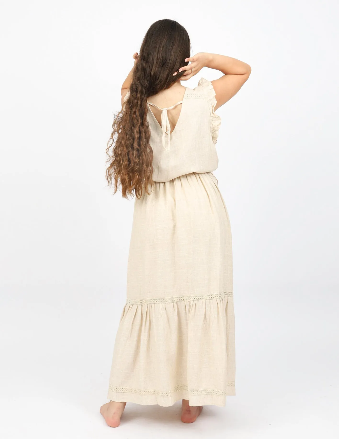 Linen Lace Trim Dress