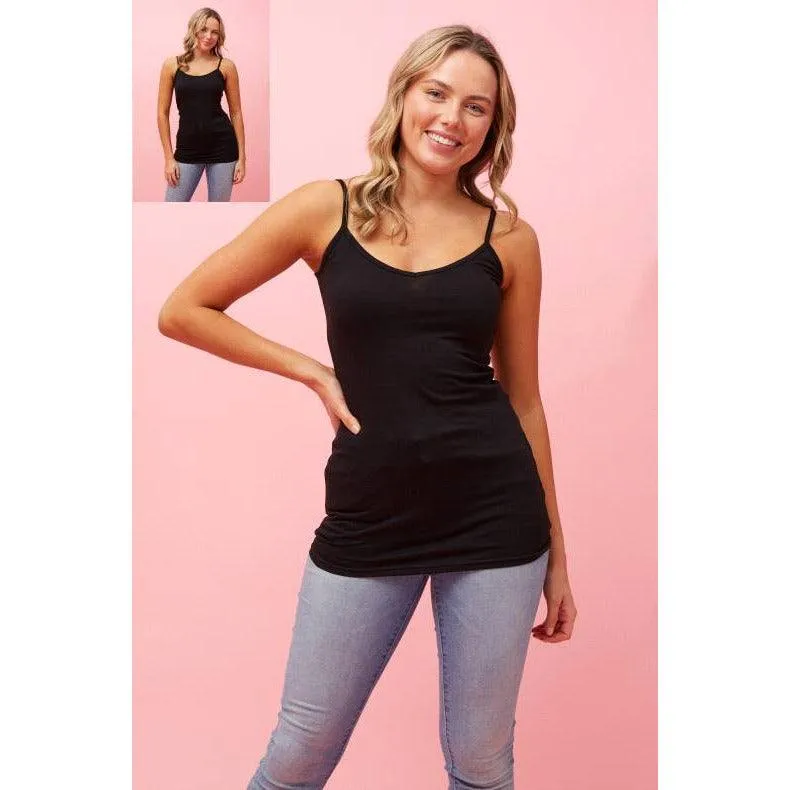 Long Length Reversible Cami - Black