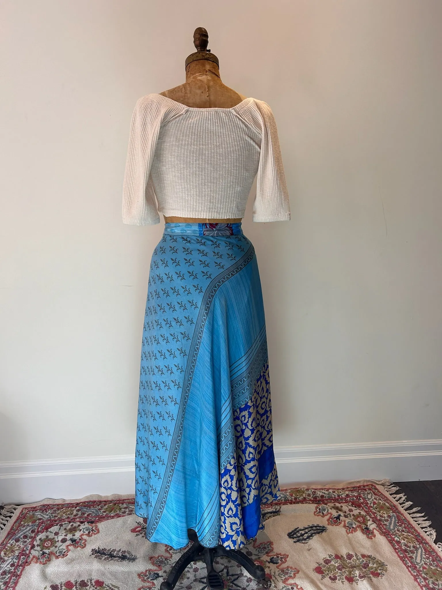 Long Multi Wear Reversible Skirt - Blue Maroon