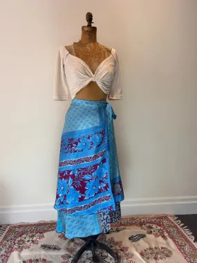 Long Multi Wear Reversible Skirt - Blue Maroon