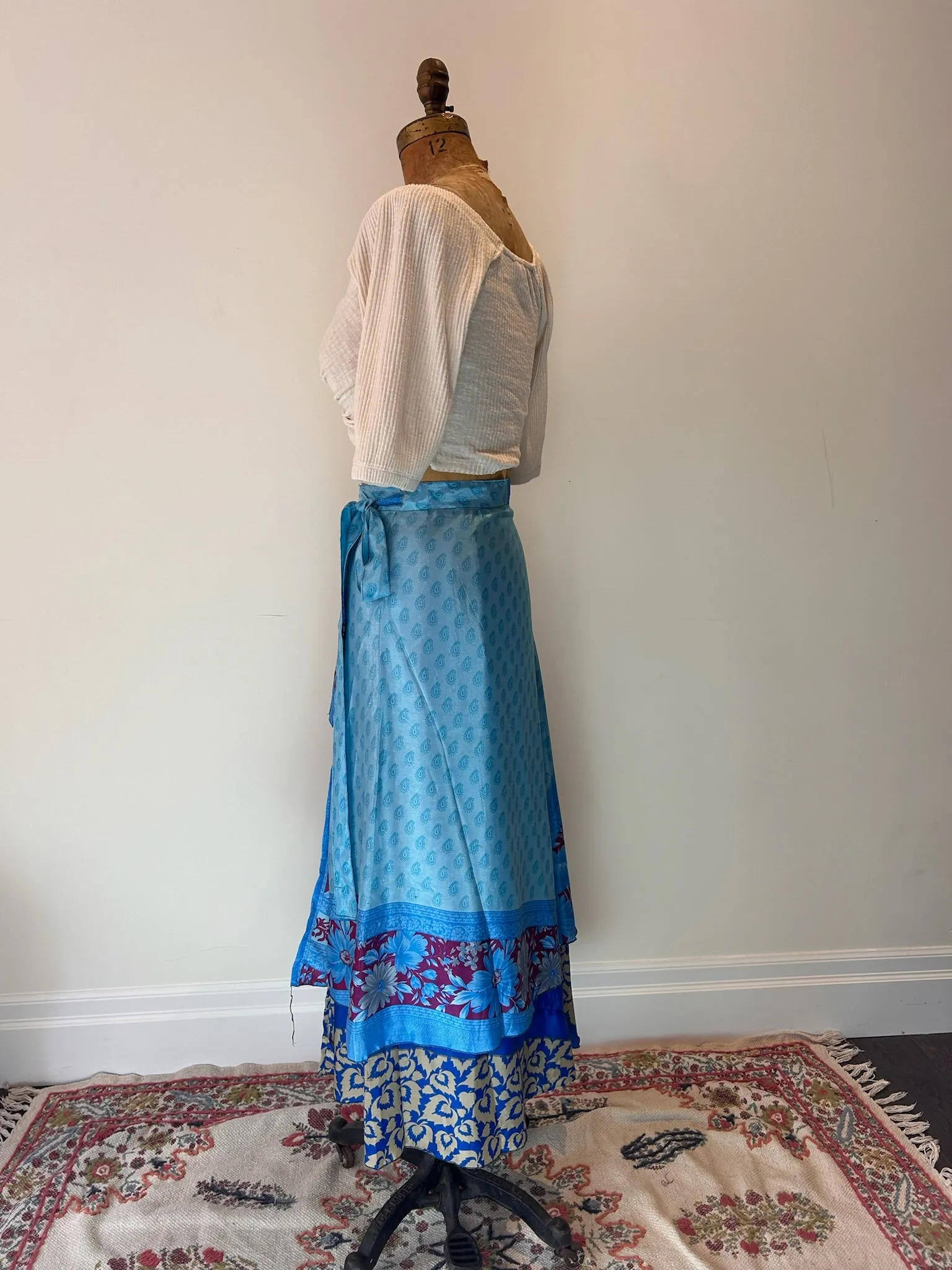 Long Multi Wear Reversible Skirt - Blue Maroon