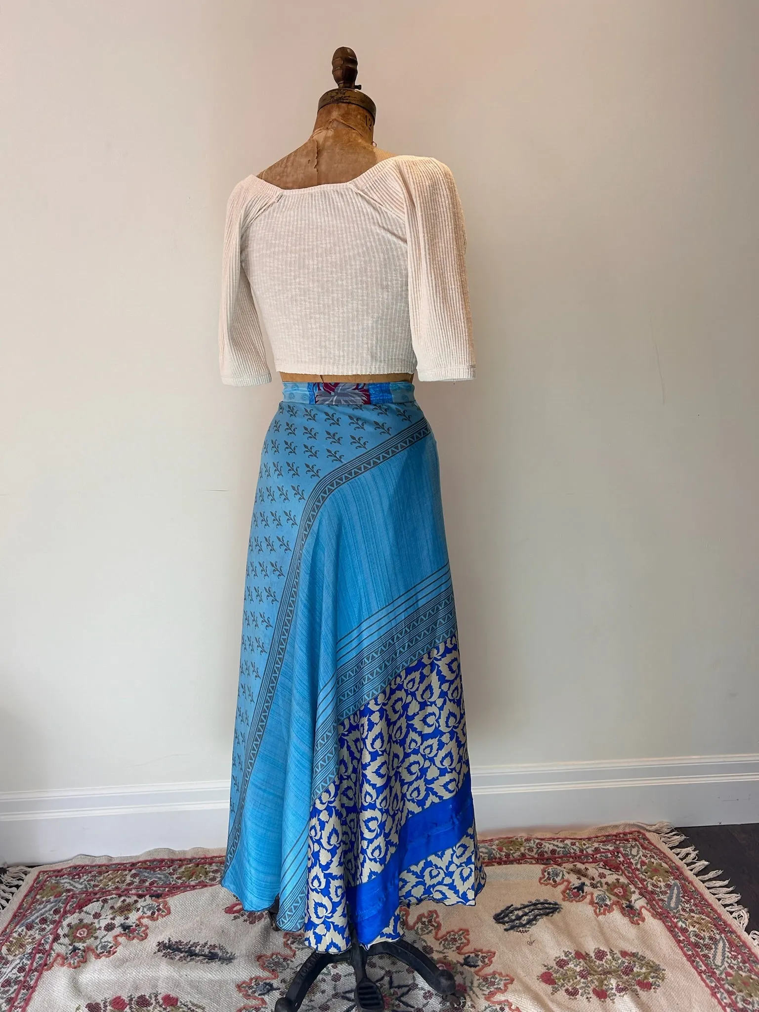 Long Multi Wear Reversible Skirt - Blue Maroon