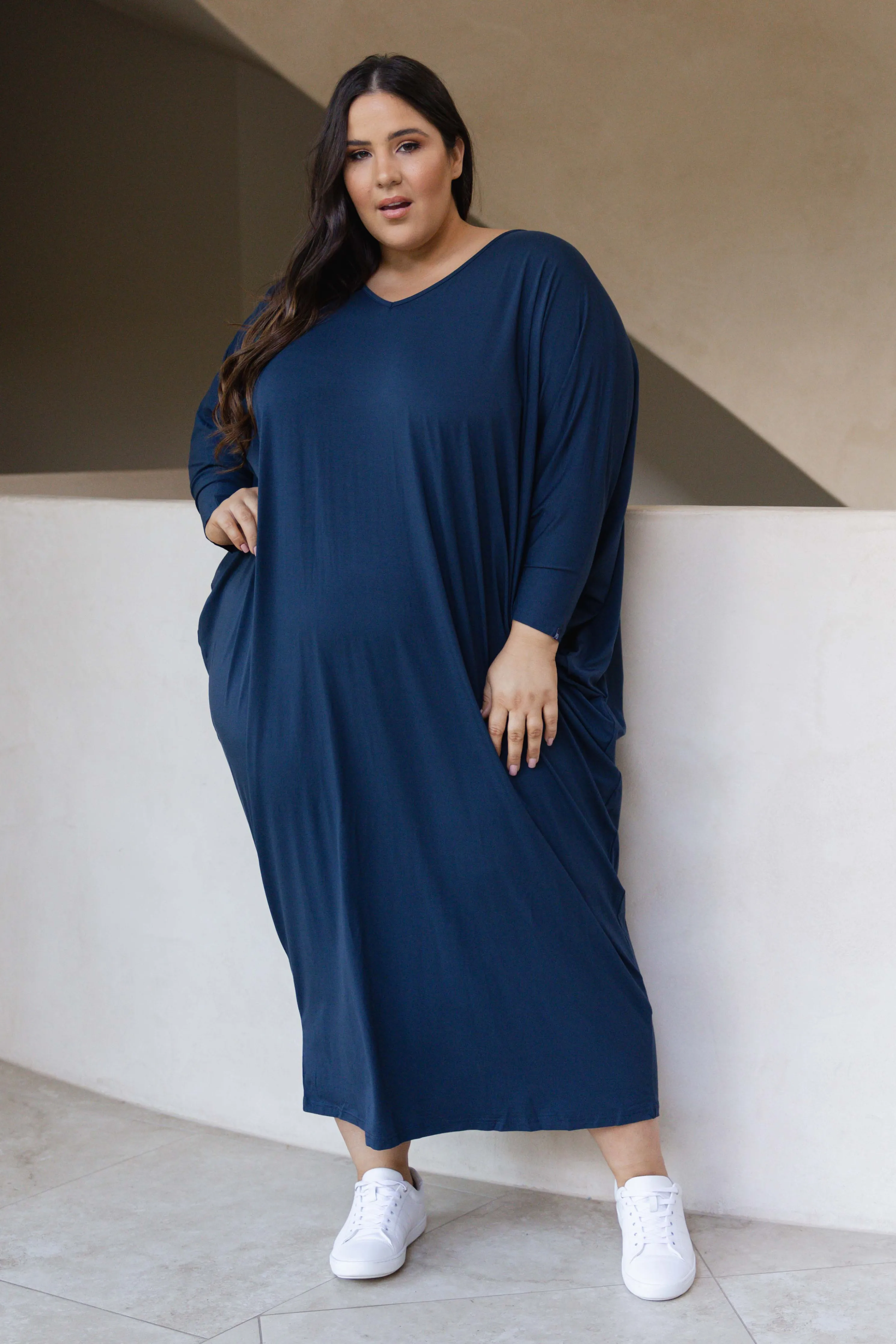 Long Sleeve Maxi Miracle Dress | Navy