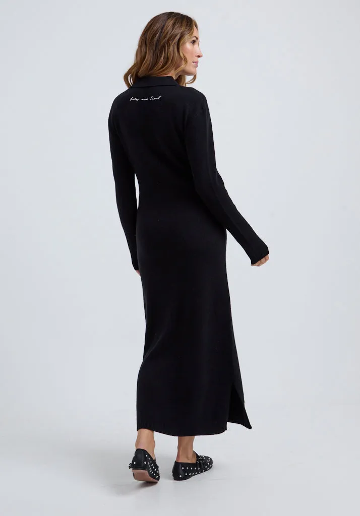 Luna Knitted Maxi Dress In Black