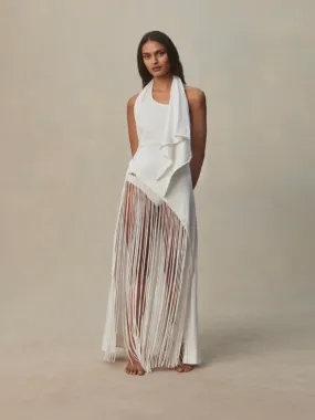 Maceio Asymmetrical Maxi Dress White