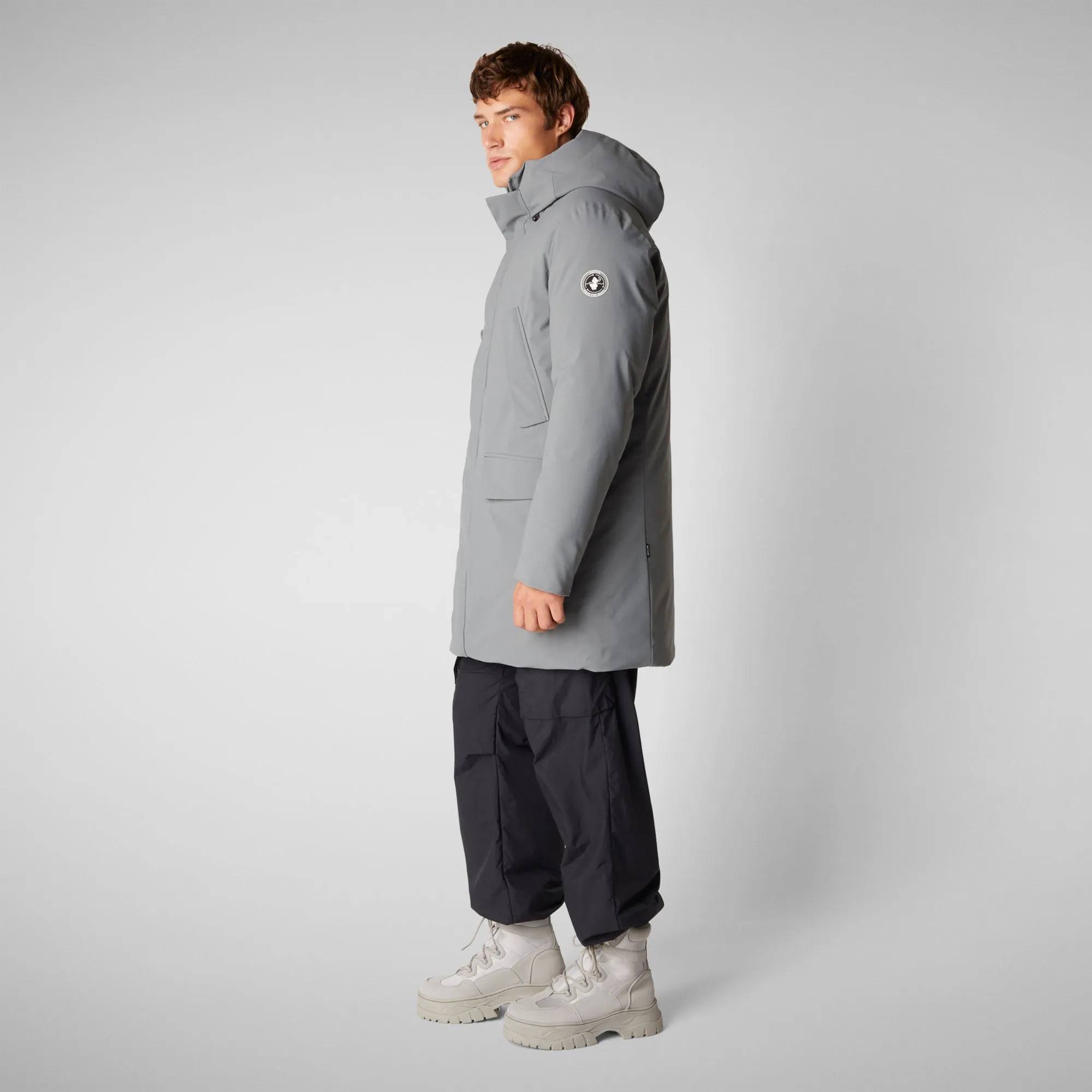 Man's hooded parka Wilson in mid grey