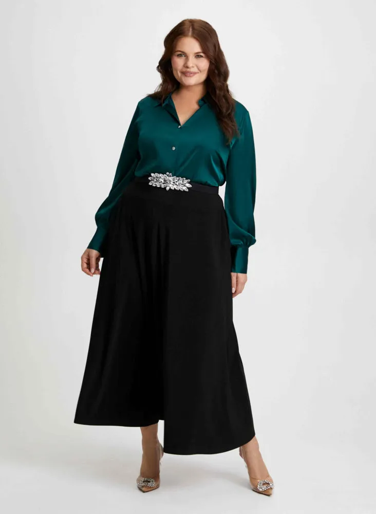 Maxi Skirt & Satin Blouse