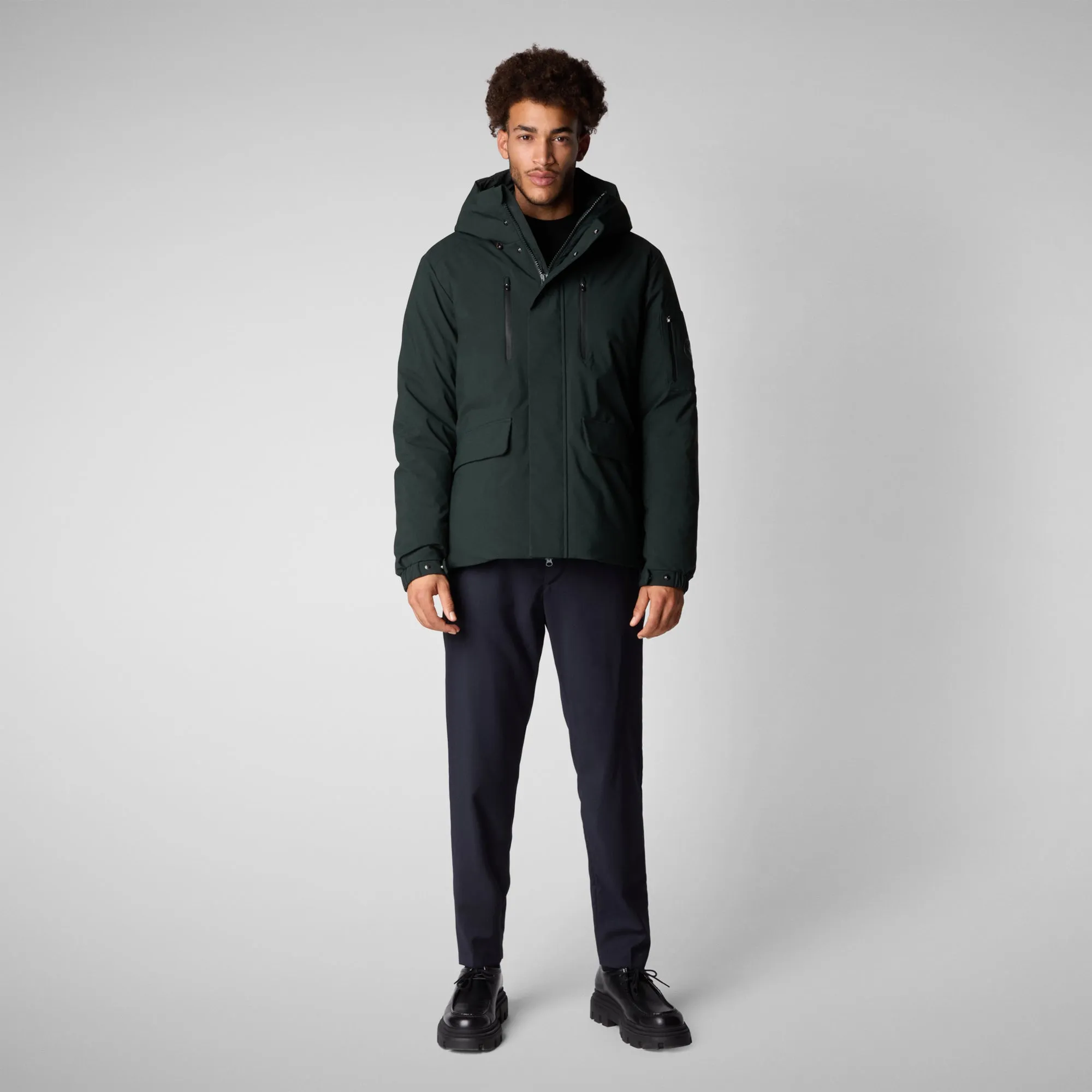 Men's  hooded parka Hiram in green black