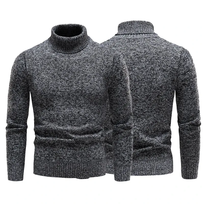 Mens Turtleneck Knitted Pullover Casual Solid Sweater