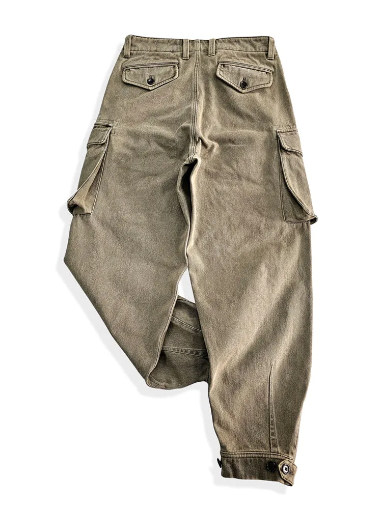 Men's Washed Khaki Cargo Pants