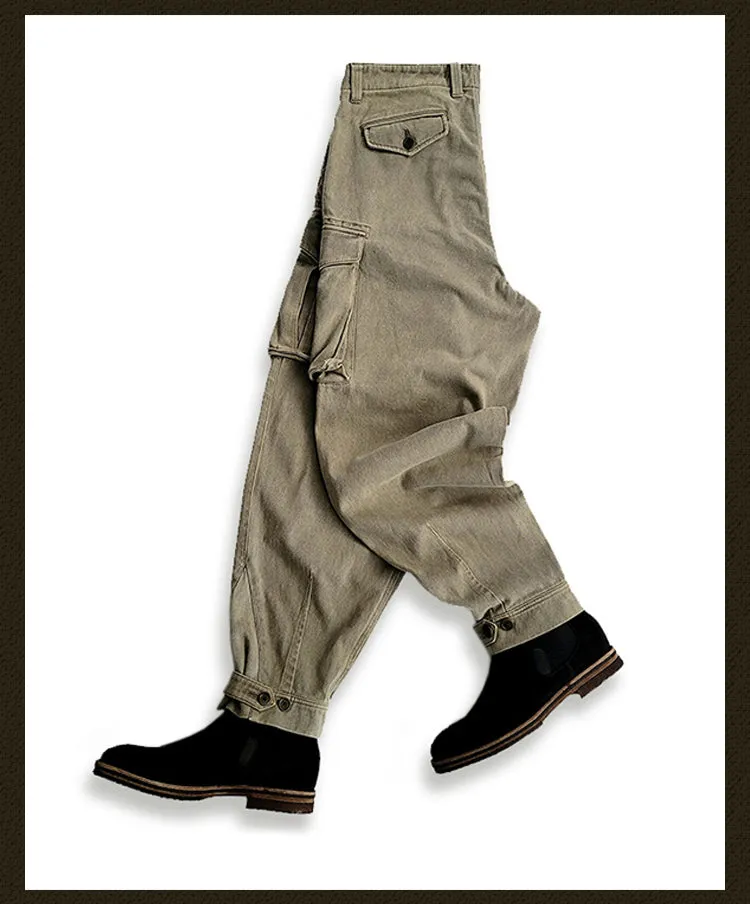 Men's Washed Khaki Cargo Pants