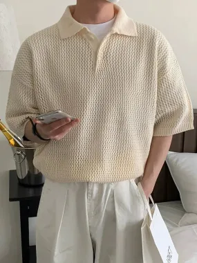 Mesh Knit Polo Sweater