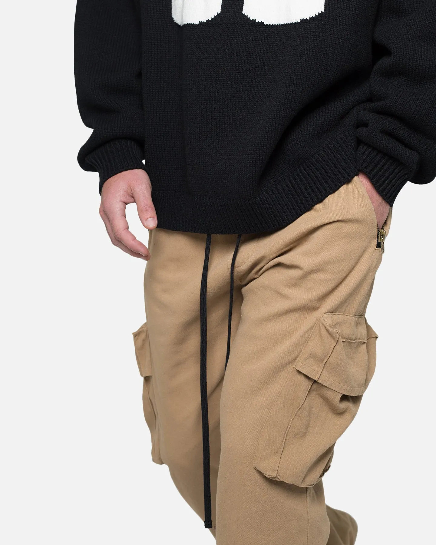 MNML Drawcord Flare Cargo Pants Khaki