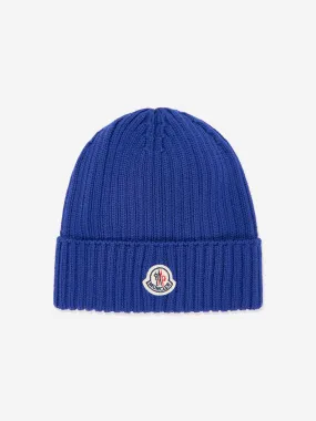 Moncler Enfant Boys Wool Beanie Hat in Blue