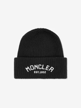 Moncler Enfant Boys Wool Logo Beanie Hat in Black