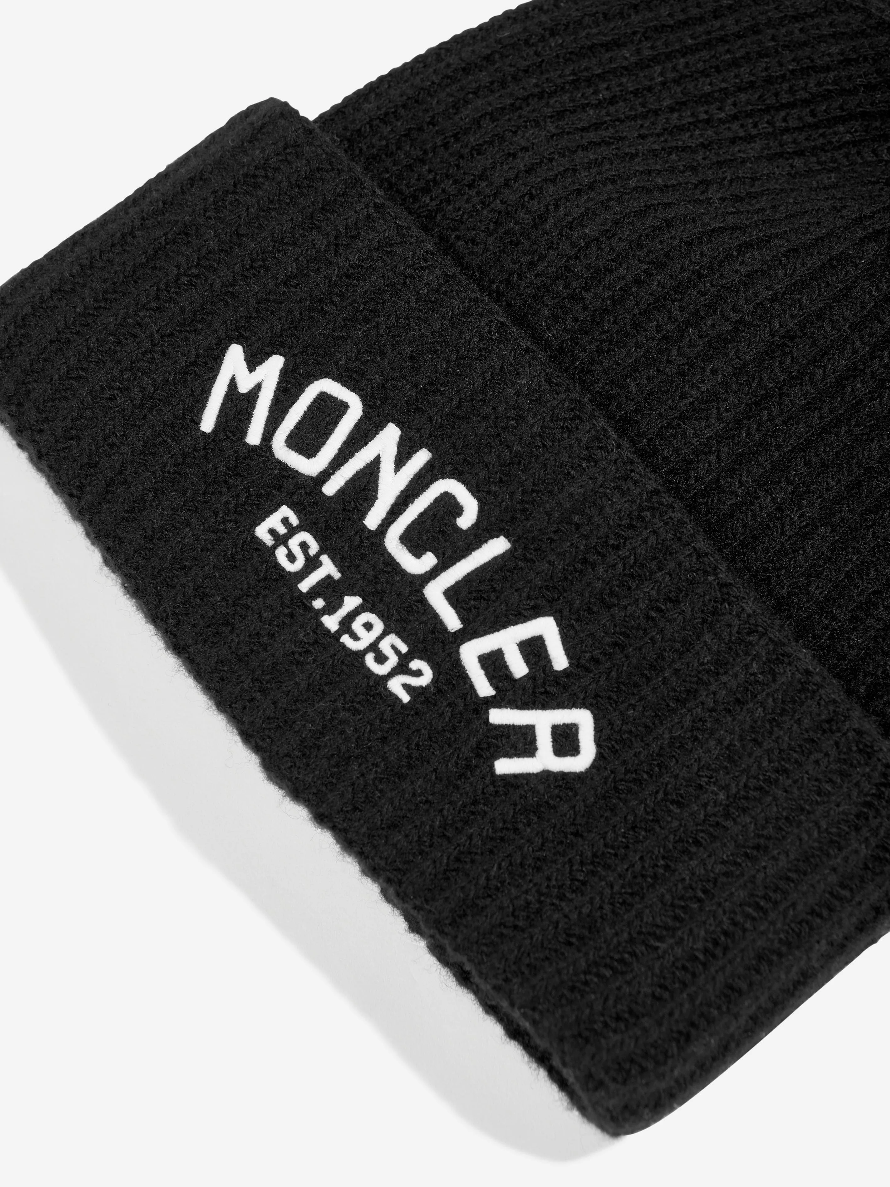 Moncler Enfant Boys Wool Logo Beanie Hat in Black