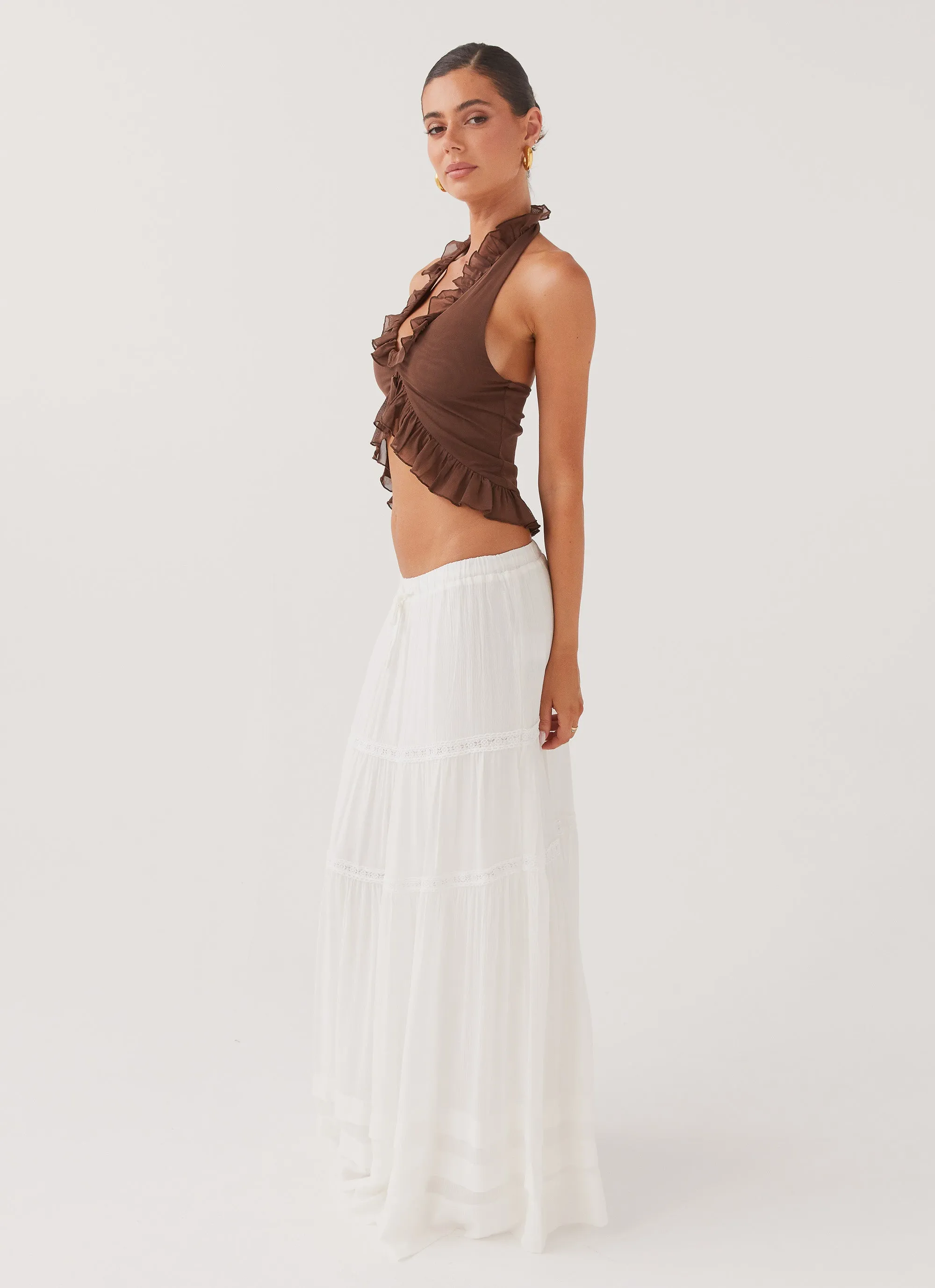 Moonstone Tiered Maxi Skirt - White