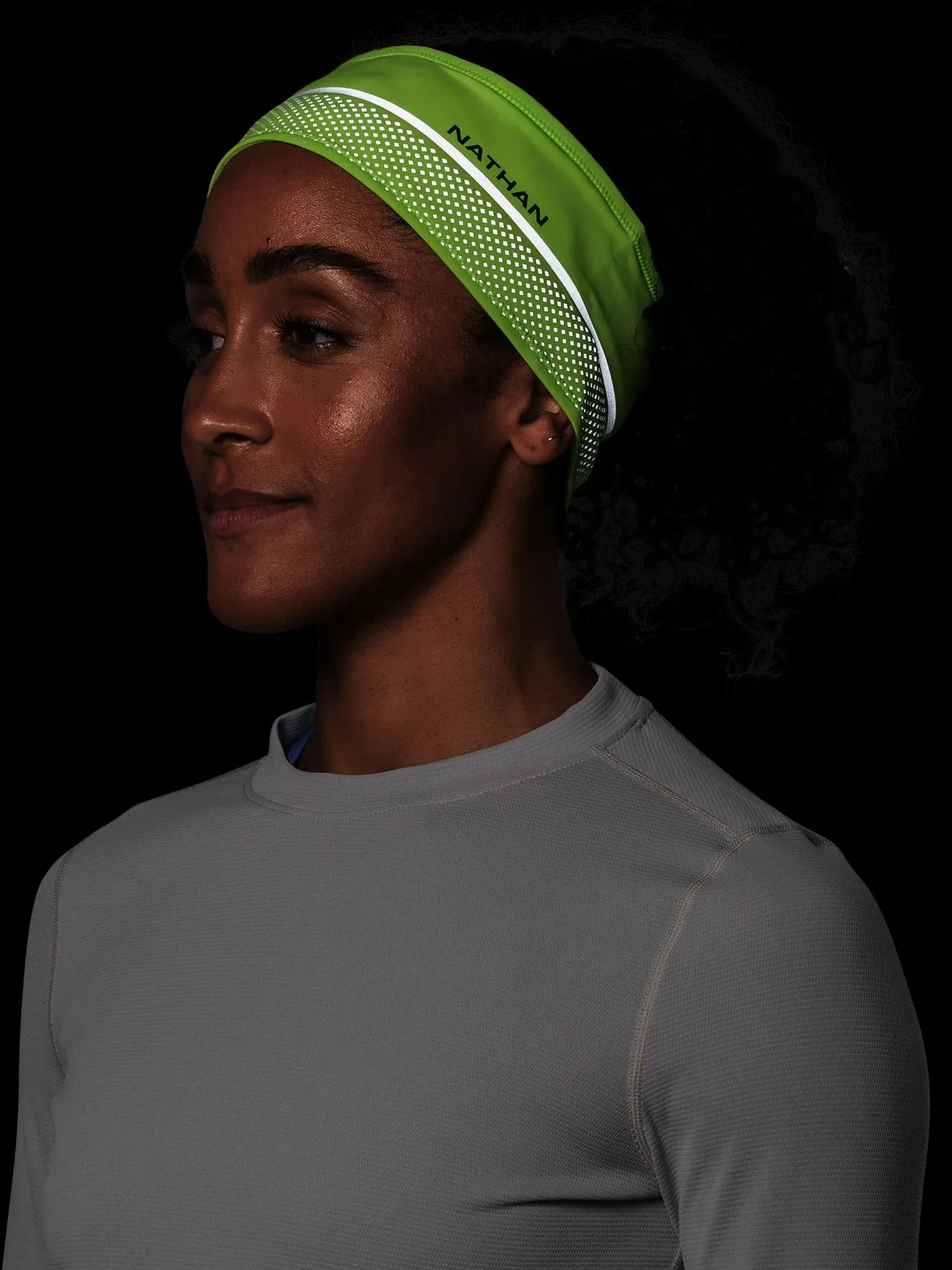 Nathan | HyperNight Reflective Headband | Hi Vis Yellow/Geo Print