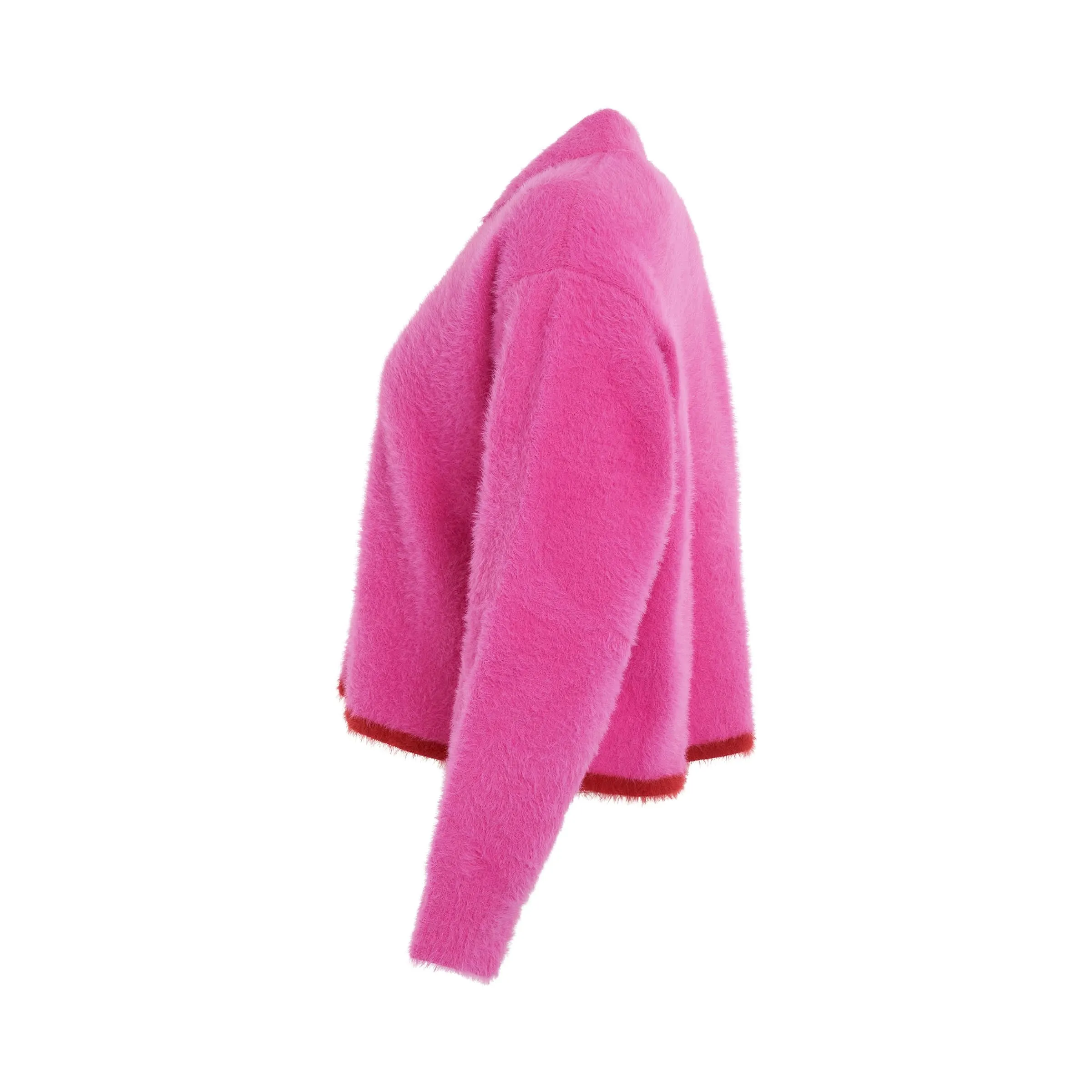 Neve Fluffy Long Sleeve Polo in Pink