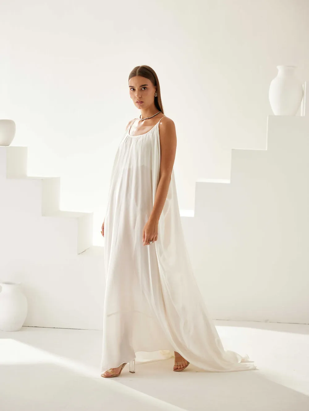 Off-White Strappy Maxi Dress