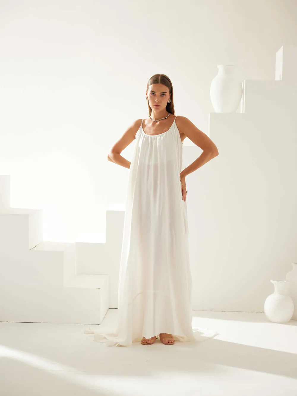 Off-White Strappy Maxi Dress