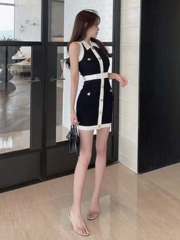 Office Ladies Knitted Knit Dresses Elegant Party Japanese Bodycon Wrap Slim Corset Mini Short Dress Fashion Outfits