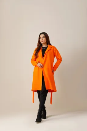 Orange Long Lapel Coat