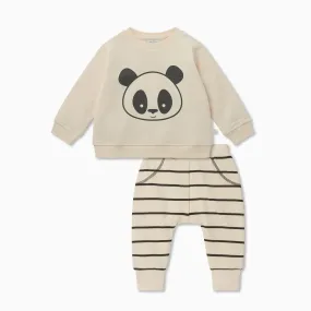 Panda Sweater & Striped Joggers Outfit