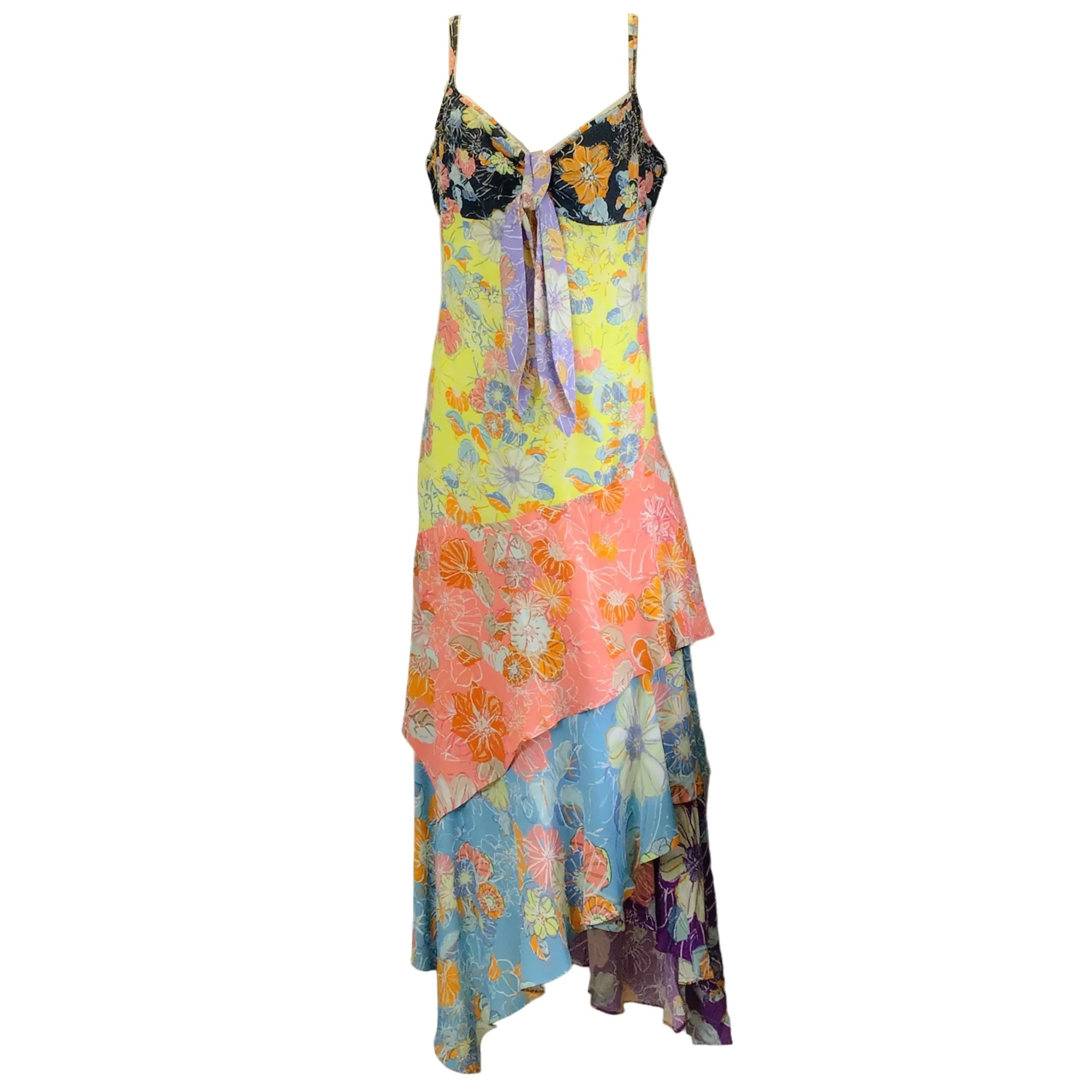 Peter Pilotto Multicolored Printed Crepe Long Day Dress / Cami Dress