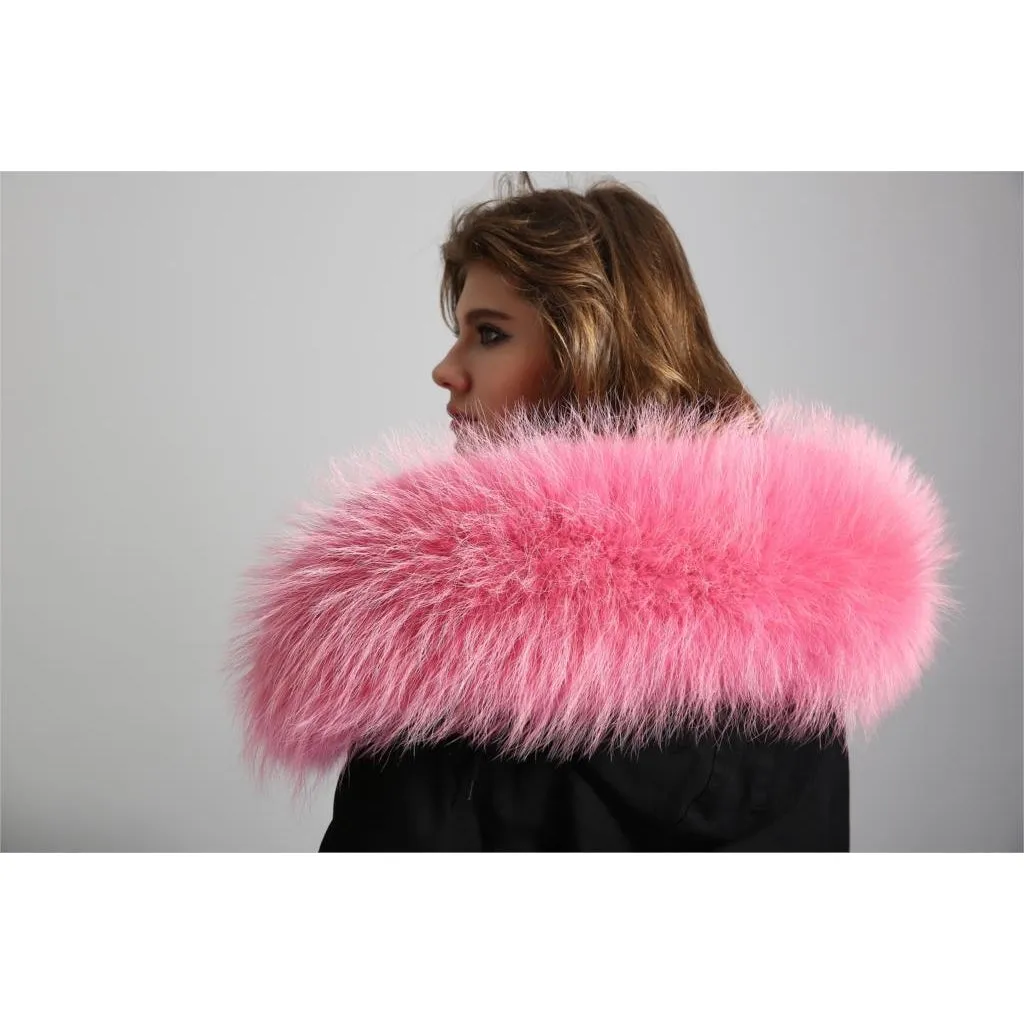 Pink Fur Black Parka