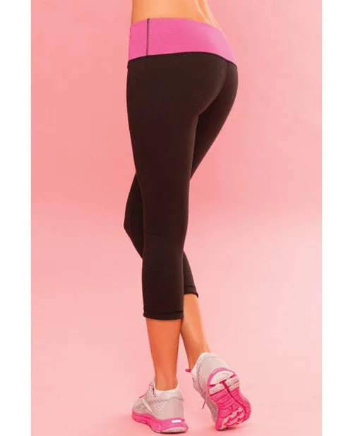 Pink Lipstick Sweat Yoga Pant Thick Reversble For Support & Compression W-secret Pocket Black Lg