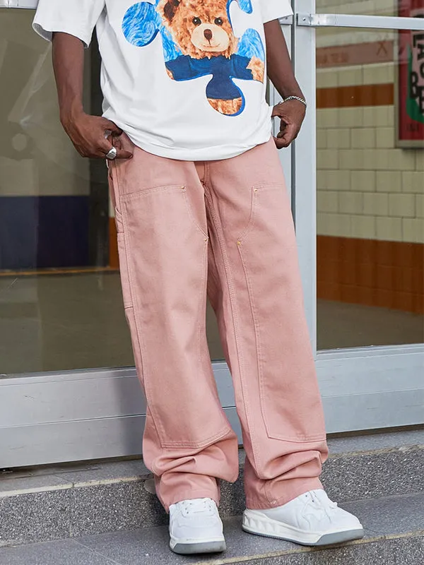 Pink Straight Leg Cargo Pants