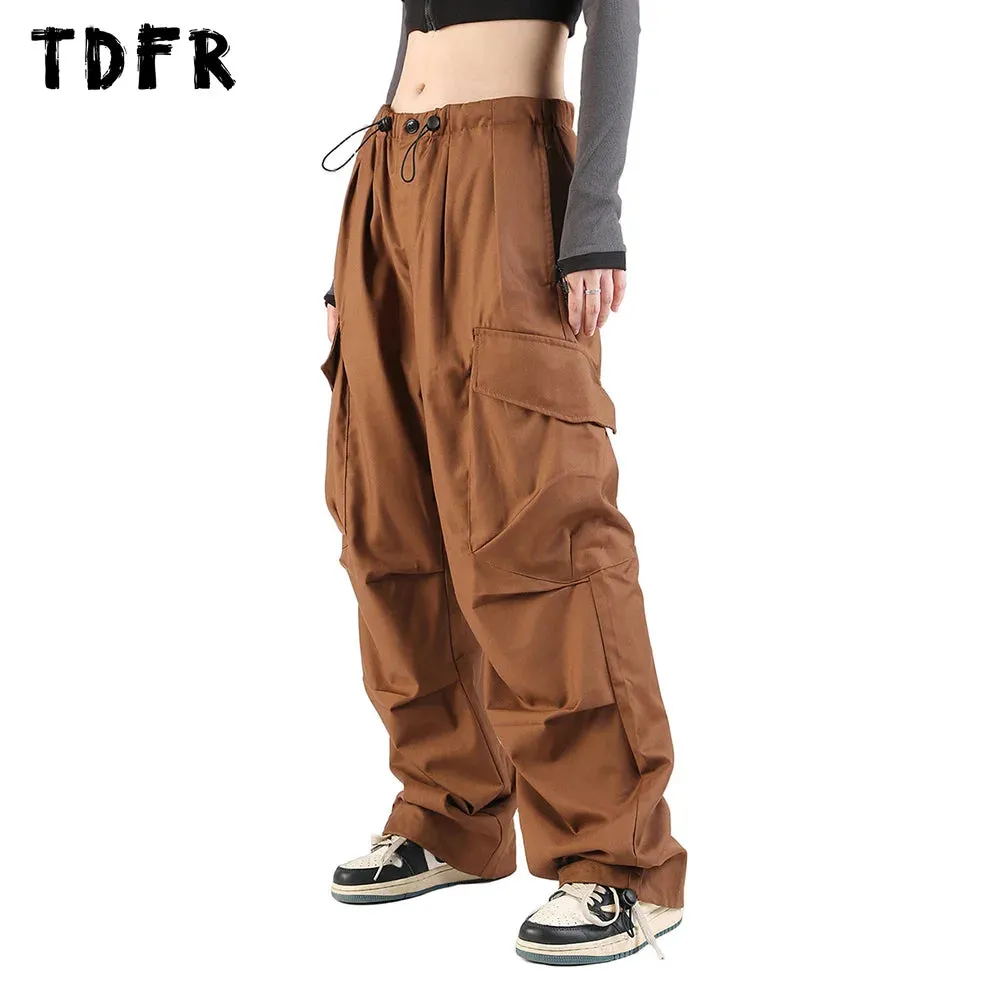 Pleated Cargo Jogger Pants - Multi-pocket Safari Style - Solid Color