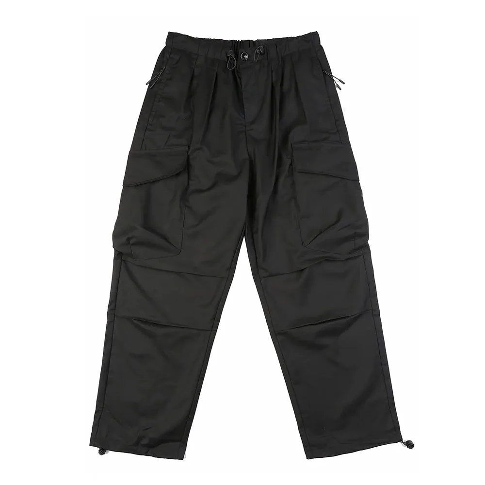 Pleated Cargo Jogger Pants - Multi-pocket Safari Style - Solid Color