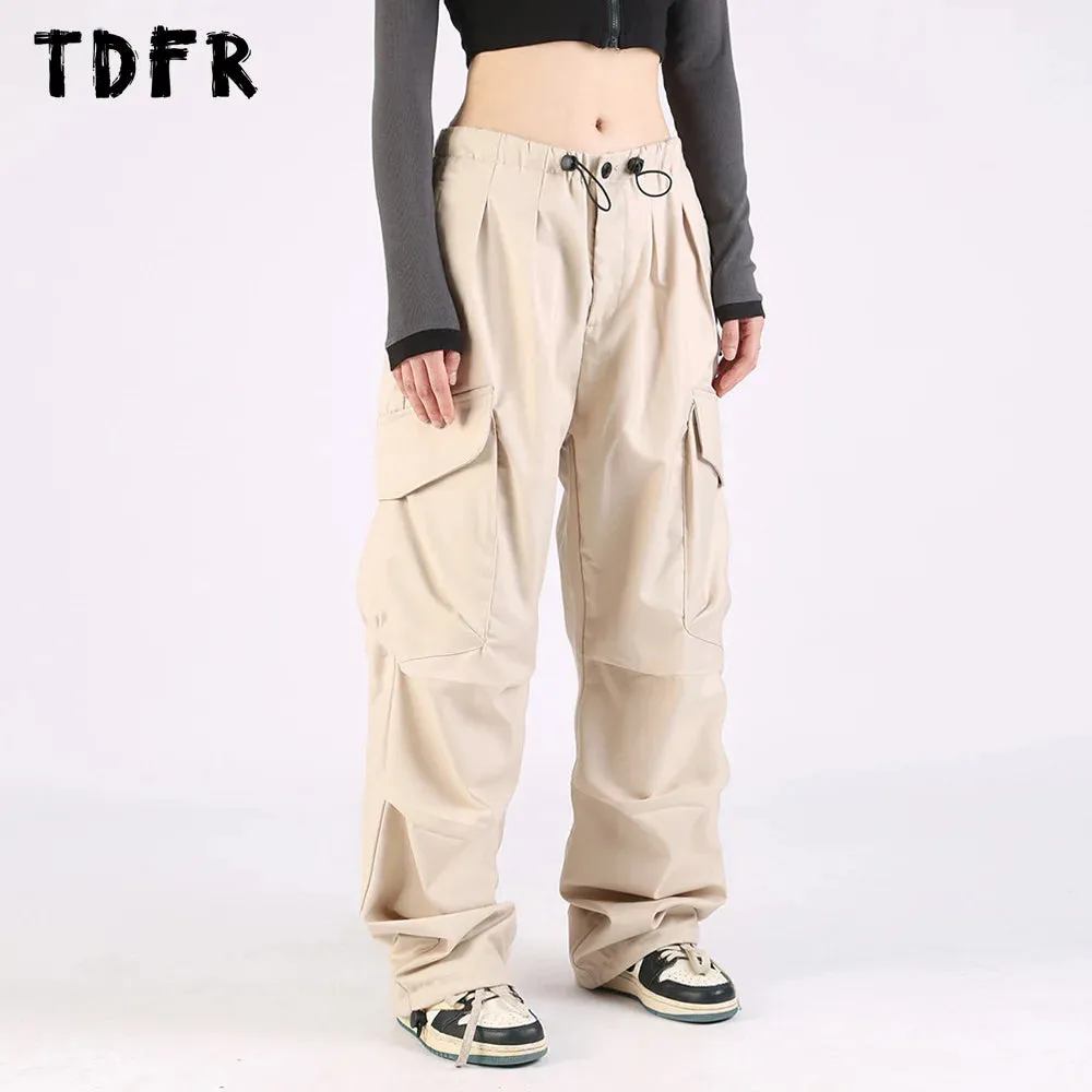 Pleated Cargo Jogger Pants - Multi-pocket Safari Style - Solid Color