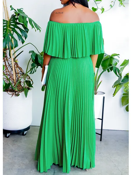 Pleated Off the Shoulder Dress