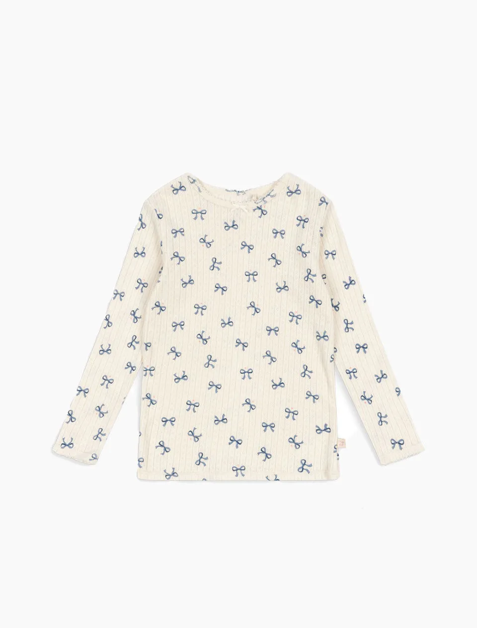 Pointelle Minnie Top in Bow Bleu