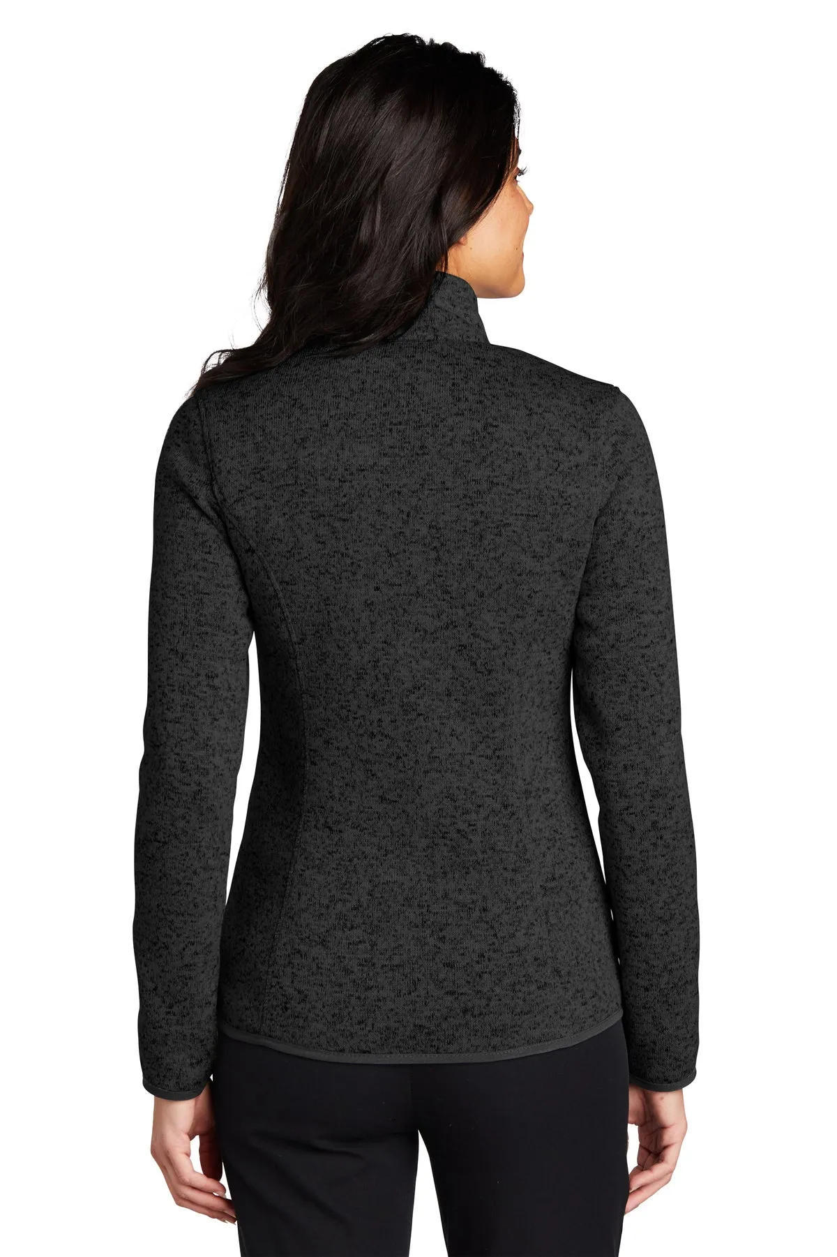 Port Authority Ladies Sweater Fleece Customized Jackets, Black Heather