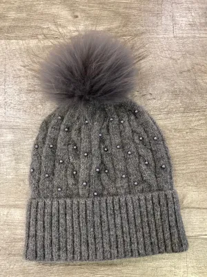 PRE Lily Fur Pom Hat in Charcoal