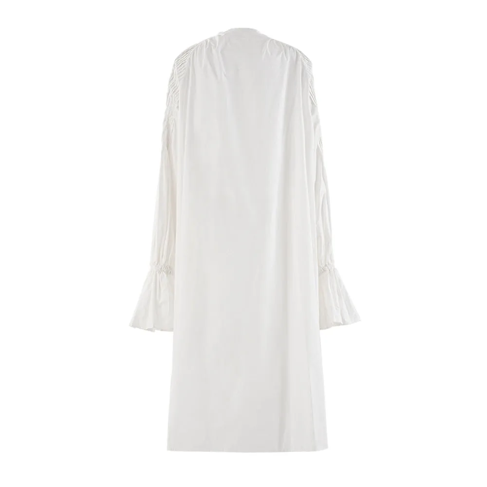 Pre Order:  Long Bubble Sleeve White Dress