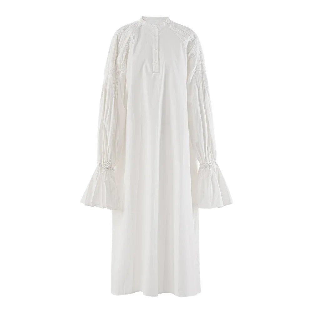 Pre Order:  Long Bubble Sleeve White Dress