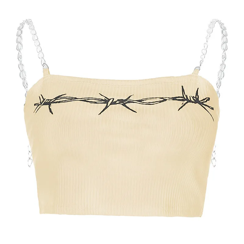 Printed Hip Girl fashion chain camisole top