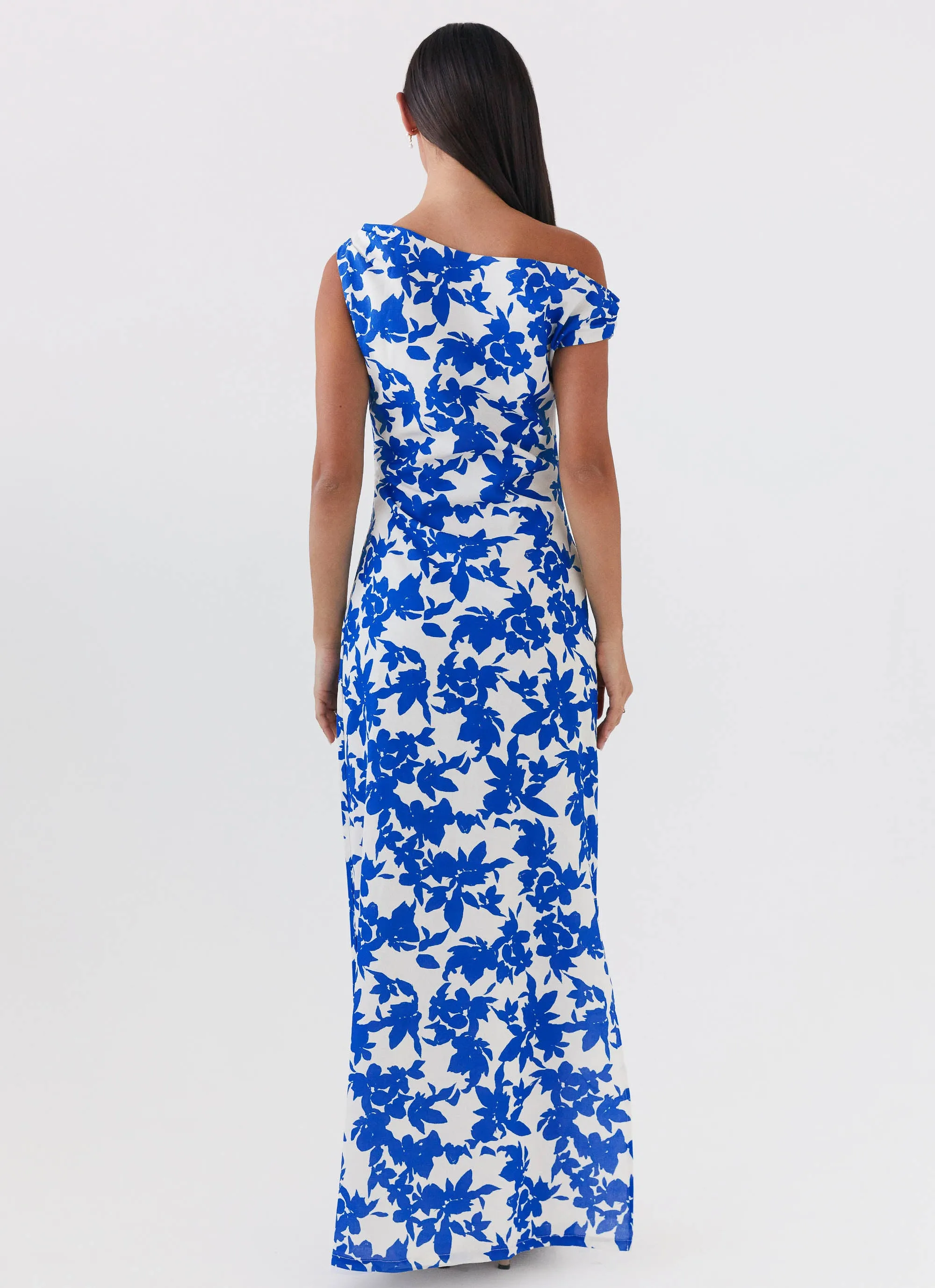 Pyper Off Shoulder Maxi Dress - Blue Floral