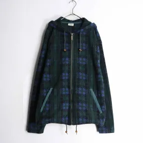 "L.L.bean" 80's green color check fleece parka