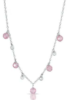 Raquelle Dainty Pink Round Charms Necklace