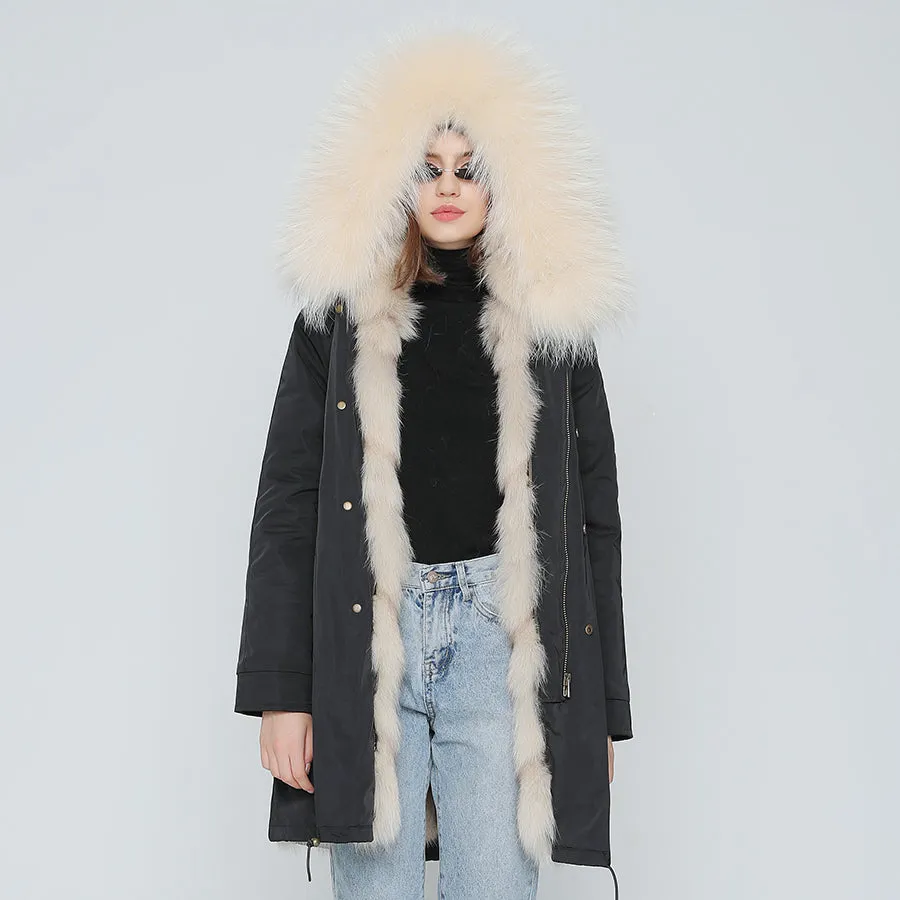 REAL FULL FUR PARKA AND LINER LONG WATERPROOF COATS (MULTI-COLORS)